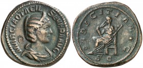 (244-245 d.C.). Otacilia Severa. Sestercio. (Spink 9169) (Co. 55) (RIC. 209a). 23,05 g. Contramarca C coronada en círculo, en anverso. MBC+.