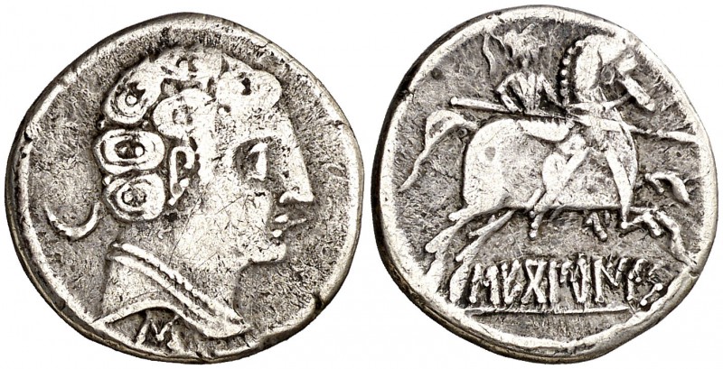 Secobirices (Saelices). Denario. (FAB. 2172) (ACIP. 1873). 3,54 g. MBC-.