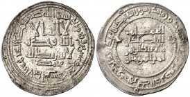 AH 321. Califato. Abderrahman III. Dirhem. (V. 378) (Fro. 321). 2,46 g. Estuvo doblada. Ex Colección Manuela Etcheverría. (EBC-).