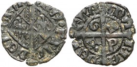 Maria y Martí el Jove de Sicília (1395-1402). Sicília. Diner. (Cru.V.S. 732 var) (Cru.C.G. 2669a var) (MIR. 219). 0,53 g. Coronas inclinadas. MBC-/MBC...