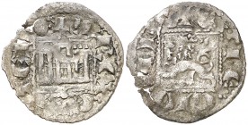 Alfonso XI (1312-1350). Coruña. Novén. (AB. 356). 0,77 g. Defecto de cospel. Ex Colección Manuela Etcheverría. (MBC).