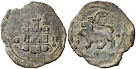 Reyes Católicos. Granada. R. 2 maravedís. (Cal. tipo 273, falta var) (Seb. 561 var). 2,69 g. Acuñación floja. (MBC-).