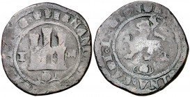 Reyes Católicos. Toledo. M. 2 maravedís. (Cal. 660). 4,82 g. Granada grande bajo el castillo. BC+.