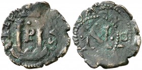s/d. Carlos I. Pamplona. 1 cornado. (Cal. 836, mismo ejemplar de Felipe II). 1,11 g. Escasa. MBC-.