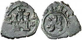 (1)602. Felipe III. Segovia. 2 maravedís. (Cal. 828). 1,64 g. Escasa. MBC-.