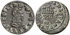 (1)662. Felipe IV. Trujillo. M. 4 maravedís. (Cal. 1650) (Seb. 790). 0,79 g. Buen ejemplar. MBC+.