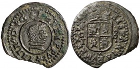 1663. Felipe IV. Córdoba. TM. 8 maravedís. (Cal. falta) (Seb. 115 var). 1,84 g. Defecto de cospel. MBC.