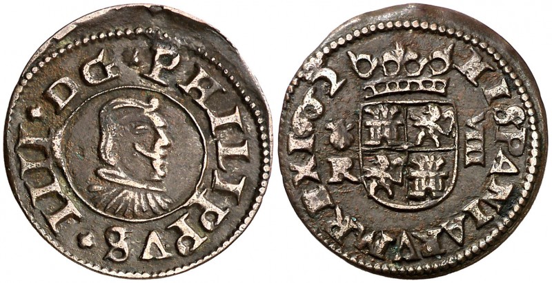 1662. Felipe IV. Coruña. R. 8 maravedís. (Cal. 1304) (Seb. 151). 1,85 g. Buen ej...