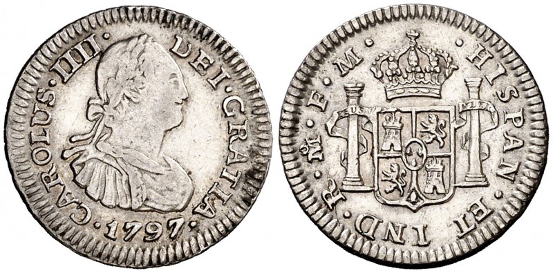 1797. Carlos IV. México. FM. 1/2 real. (Cal. 1291). 1,68 g. MBC+.