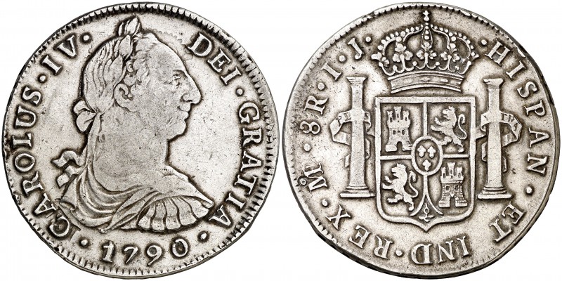 1790. Carlos IV. Lima. IJ. 8 reales. (Cal. 642). 26,50 g. Busto de Carlos III. O...