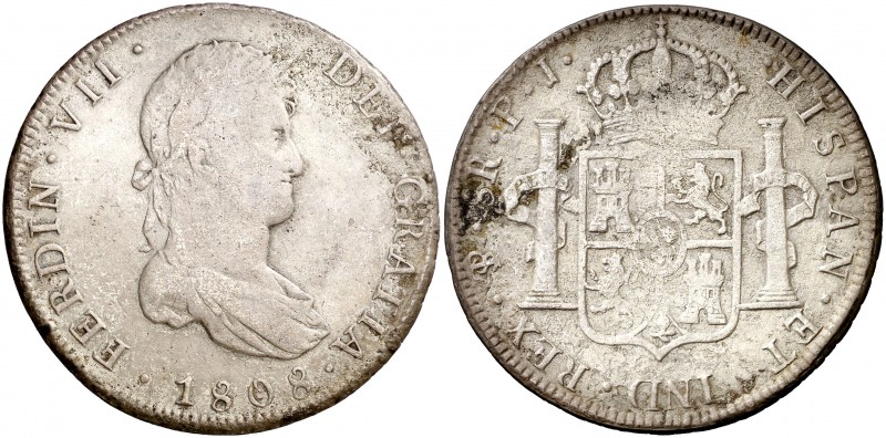 1808. Fernando VII. Potosí. PJ. 8 reales. (Cal. 599). 26,37 g. Leves oxidaciones...