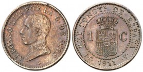 1911*1. Alfonso XIII. PCV. 1 céntimo. (Cal. 78). 1,04 g. EBC-.