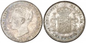 1896*1896. Alfonso XIII. PGV. 1 peseta. (Cal. 41). 5 g. EBC+.