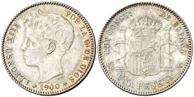 1900*1900. Alfonso XIII. SMV. 1 peseta. (Cal. 44). 5 g. EBC.