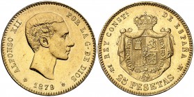 1879*1879. Alfonso XII. EMM. 25 pesetas. (Cal. 9). 8,06 g. EBC-.