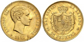 1880*1880. Alfonso XII. MSM. 25 pesetas. (Cal. 10). 8,02 g. MBC+.