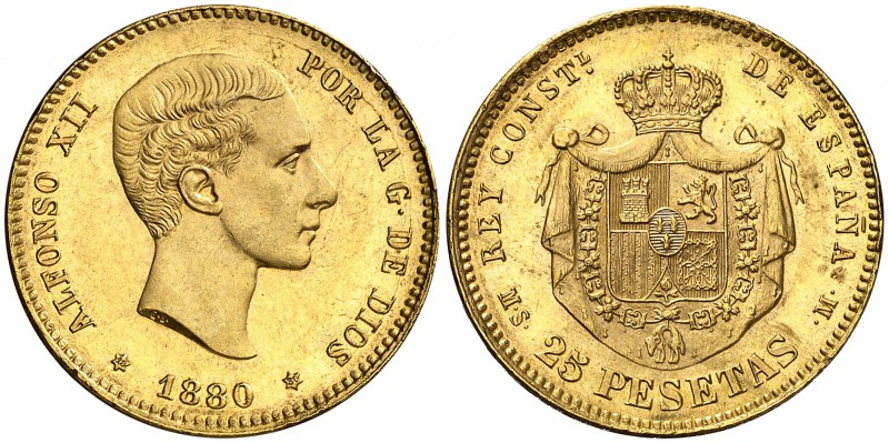 1880*1880. Alfonso XII. MSM. 25 pesetas. (Cal. 10). 8,07 g. EBC.