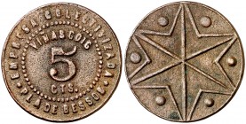 Pla del Besòs. Empresa Colectivizada "Viñas Goig". 5 céntimos. (AL. 827). 5,06 g. Cobre. Esta gran población, según Turró, no emitió papel-moneda porq...