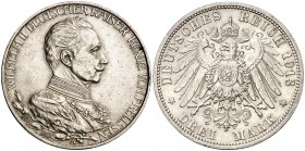 1913. Alemania. Prusia. Guillermo II. A (Berlín). 3 marcos. (Kr. 535). 16,67 g. AG. EBC-/EBC.