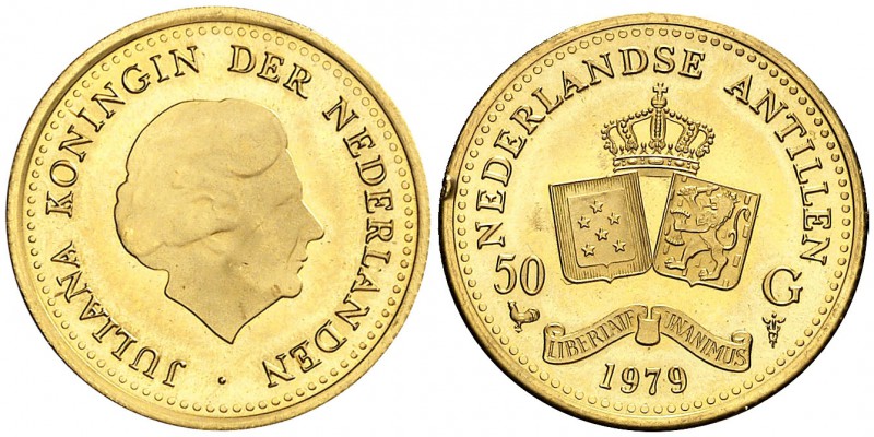 1979. Antillas Holandesas. Juliana. 50 gulden. (Fr. 4) (Kr. 23). 3,34 g. AU. 75º...