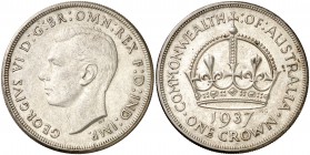 1937. Australia. Jorge VI. 1 corona. (Kr. 34). 28,26 g. AG. EBC.