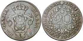 1795. Azores. 20 reis. (Kr. 3). 12,58 g. CU. MBC-.