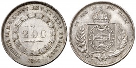 1860. Brasil. Pedro II. 200 reis. (Kr. 469). 2,53 g. AG. EBC+.