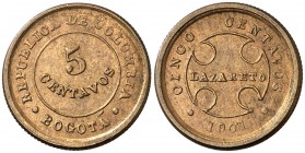1901. Colombia. Bogotá. Leprosario Lazareto. 5 centavos. (Kr. L2). 2,39 g. CU. EBC-.