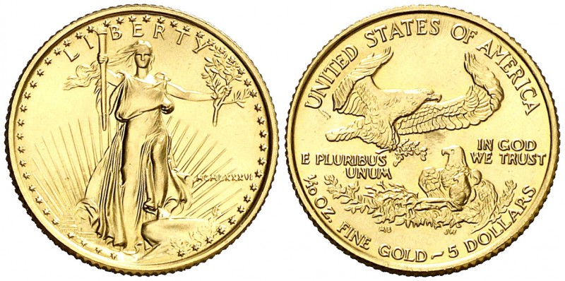 1986. Estados Unidos. Filadelfia. 5 dólares. (Fr. B4) (Kr. 216). 3,38 g. AU. S/C...