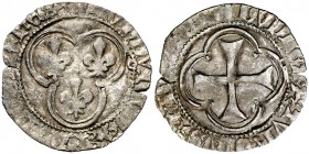 Francia. Luis XI (1461-1483). Double tournois. (D. 562). 1,14 g. Vellón. MBC+.