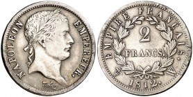 1812. Francia. Napoleón. W (Lille). 2 francos. (Kr. 693.15). 9,96 g. AG. Anverso reparado. (MBC).