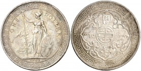 1903. Gran Bretaña. Eduardo VII. 1 dólar de comercio. (Kr. T5). 26,77 g. AG. MBC-.
