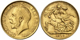 1912. Gran Bretaña. Jorge V. 1 libra. (Fr. 404) (Kr. 820). 7,95 g. AU. MBC+.