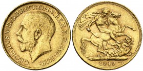 1913. Gran Bretaña. Jorge V. 1 libra. (Fr. 404) (Kr. 820). 7,98 g. AU. MBC+.