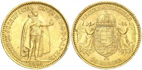1894. Hungría. Francisco José I. KB (Kremnitz). 20 coronas. (Fr. 250) (Kr. 486). 6,77 g. AU. EBC-.