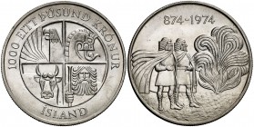 1974. Islandia. 1000 krönur. (Kr. 21). 29,85 g. AG. S/C-.