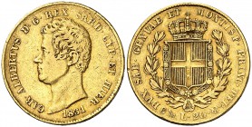 1831. Italia. Cerdeña. Carlos Alberto. Génova. P. 20 liras. (Fr. 1143) (Kr. 115.1). 6,37 g. AU. MBC/MBC+.