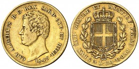 1849. Italia. Cerdeña. Carlos Alberto. Génova. P. 20 liras. (Fr. 1143) (Kr. 115.1). 6,39 g. AU. MBC.