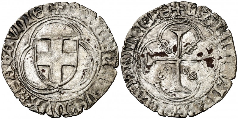 Italia. Saboya. Filiberto I (1472-1482). Chambéry. Parpagliola. (MIR. 201g). 2,5...