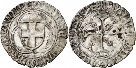 Italia. Saboya. Filiberto I (1472-1482). Chambéry. Parpagliola. (MIR. 201g). 2,50 g. Vellón. Escasa. MBC.