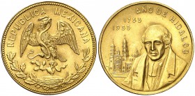 1953. México. 20 pesos. (Fr. falta) (Kr.UWC. M92a). 16,68 g. AU. Año de Hidalgo. S/C-.