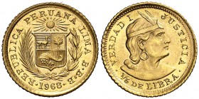1968. Perú. Lima. 1/5 de libra. (Fr. 75) (Kr. 210). 1,60 g. AU. BBB. S/C-.