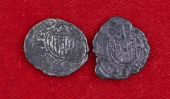 Alfons IV (1416-1458). Sicília. Diner. (Cru.V.S. 872 y 873) (Cru.C.G. 2919 y 2920). Lote de 2 monedas. MBC-.
