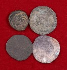 Lote de 3 monedas medievales (incluye un real de Pamplona de Fernando I y un felús del Emirato Dependiente). A examinar. RC/BC.