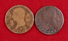 (¿1810?) y 1812. José Napoleón. Segovia. 8 maravedís. Lote de 2 monedas. BC-/BC.
