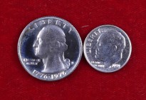 Estados Unidos. Lote formado por 1 dime y 1/4 dólar. Total 2 monedas. A examinar. S/C.