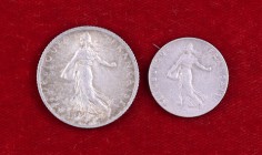 Francia. Lote de 2 monedas: 50 céntimos 1903 y 1 franco 1911. EBC.