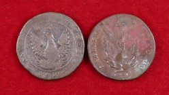 1830 y 1831. Grecia. 10 lepta. Lote de 2 monedas. Raras. BC-/MBC-.