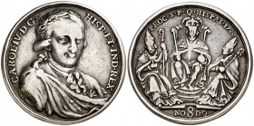 1789. Carlos IV. Sevilla. Medalla de Proclamación. (Ha. 95) (V. 98) (V.Q. 13147). 26,55 g. Ø 35 mm. Plata. Grabador: Gordillo. Estuvo en un aro. Escas...