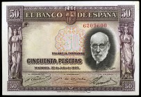 1935. 50 pesetas. (Ed. C17) (Ed. 366). 22 de julio, Ramón y Cajal. Sin serie. EBC+.